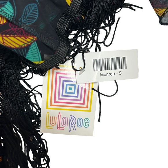 NWT LuLaRoe Printed Fringe Monroe Kimono small - Picture 4 of 6